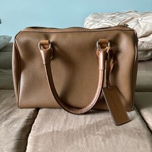 VINTAGE Escada Tan Camel Leather Satchel Tote Bag